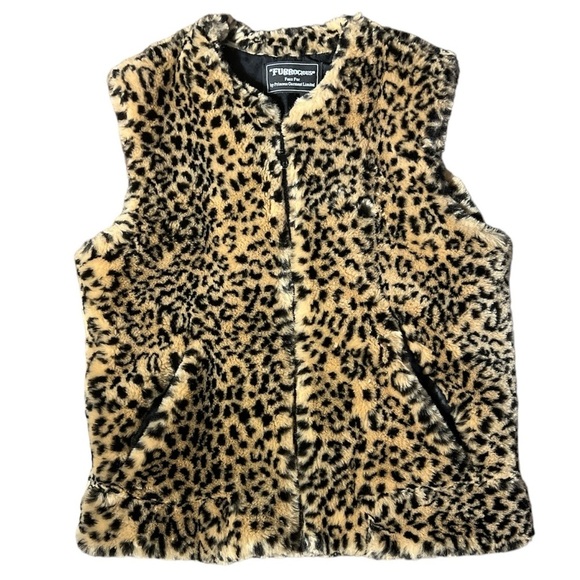 Furrocious VINTAGE Leopard Faux Fur Vest - Picture 1 of 7